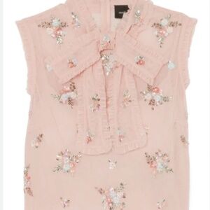 NWT Needle & Thread Rainbow Ditsy Embellished Ruffled Tulle‎ Top in Blush Size 4